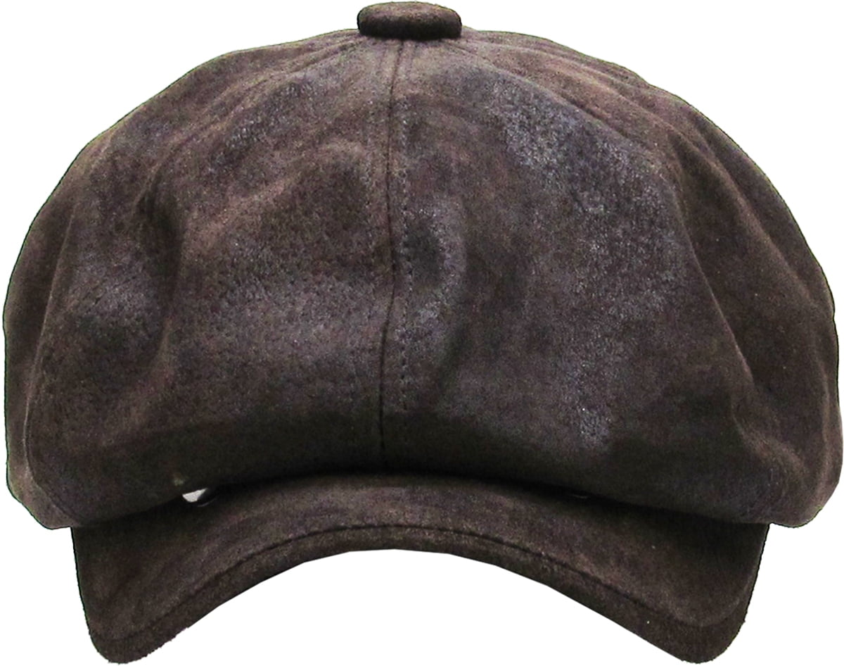 100% Genuine Leather Dark Brown Mens Ivy Hat Golf Driving Ascot Flat Cabbie Newsboy