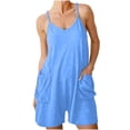 thumbnail image 3 of Wensltd Combinaison d'Été Décontractée Ample pour Femmes Sans Manches Bretelles Spaghetti Shorts Salopettes, 3 of 5