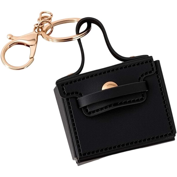 Mini mochila de cuero PU, llavero, bolso de mano de cuero, llavero, auricular, bolso, monedero pequeño, monedero, dije