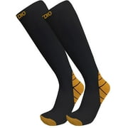 Plus Size Wide Calf Halcyon Graduated 15-20mmHG Black & Gold Copper Compression Support Socks For Men & Women