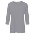 thumbnail image 4 of idosla 3/4 Length Sleeve Womens Tops Casual Loose Fit Crewneck T Shirts Cute Solid Three Quarter Length Tunic Tops (Light Gray, M), 4 of 6
