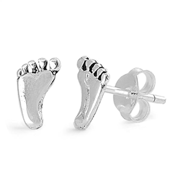 Foot Feet Stud Earrings .925 Sterling Silver Jewelry Female Unisex