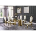 thumbnail image 2 of Clear Glass Dining Set with Table and 6 Oval White Faux Leather Chairs, 2 of 4