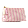 thumbnail image 3 of Travel Cosmetic Bag, Pink Striped Travel Pouch, Zip Closure Makeup Organizer, Waterproof Travel Pouch Bag for Travel, 9X6X3.5 Inch Multi-Function Zipper Storage Bag, Wipeable, 3 of 7