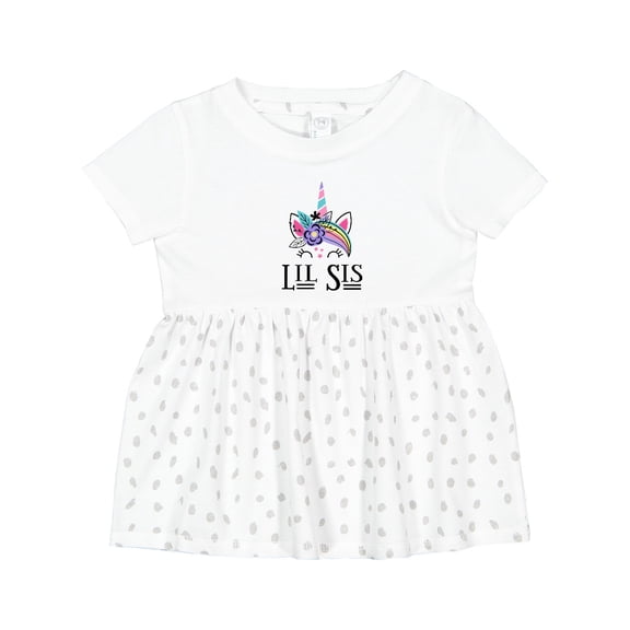 Inktastic Little Sister Unicorn Lil Sis Girls Baby Dress