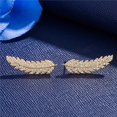 thumbnail image 4 of HAHDAXIA Crystal Leaf Earrings for Women Pierced Leaf Ear Climber Earrings Feather Earrings Rhinestone Leaf Ear Crawler Earrings Hypoallergenic Leaf Stud Earrings, 4 of 6
