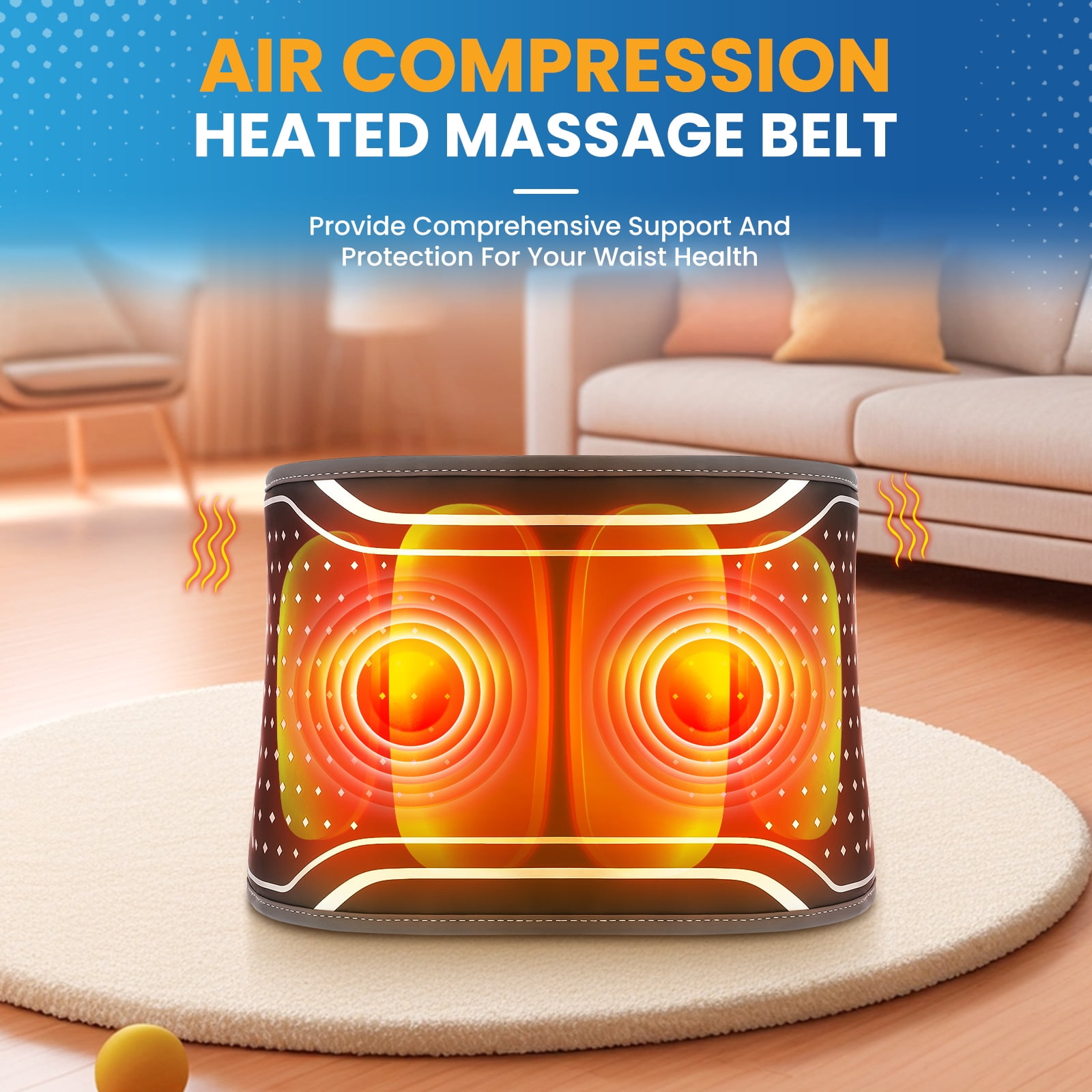 Inflatable Heating Back Brace, Cordless Lateral Compression Airbag Heating Pad, Neoprene Heated Waist Belt, Ergonomically Designed for Lumbar Care