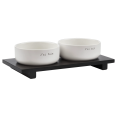 thumbnail image 1 of Bouclair White Set of 2 pet bowls, 1 of 4