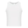 thumbnail image 4 of HAPIMO Women's Summer Tank Tops Casual Slim Fit Ruffle Camis Solid Color Print Tops Sleeveless Shirts for Girls O-Neck Blouse Daily Basic Crop Camisole Rollbacks White, 4 of 6