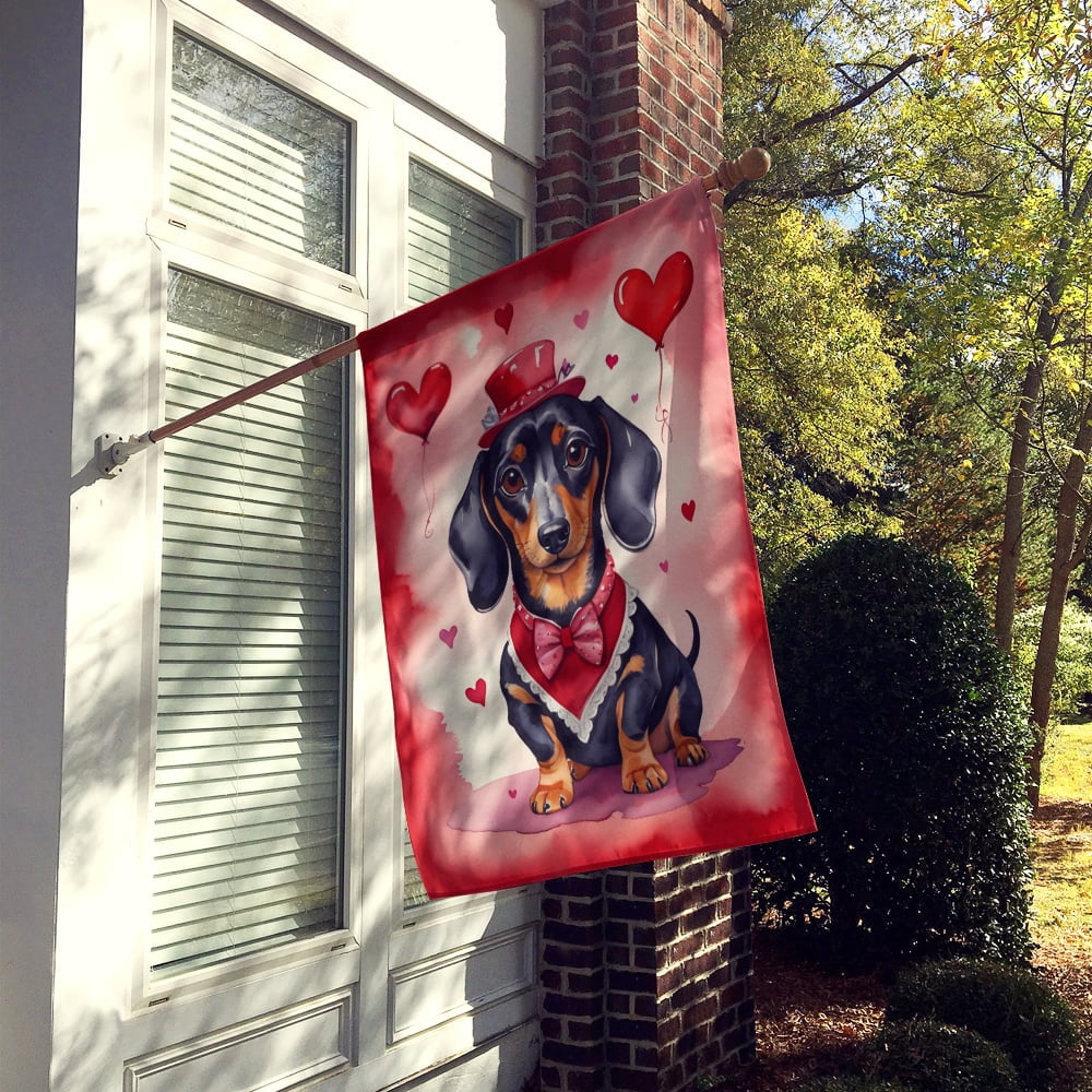 Dachshund My Valentine House Flag 28 in x 40 in