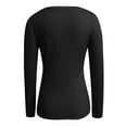 thumbnail image 3 of Womens Blouses V Neck Long Sleeve Super Soft Stretch Basic Slim Ribbed Solid Trendy Black Tunic Tops Sizes XL, 3 of 6