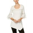 thumbnail image 2 of NY Collection Womens Lace Cuff Pullover Blouse, White, X-Small, 2 of 2