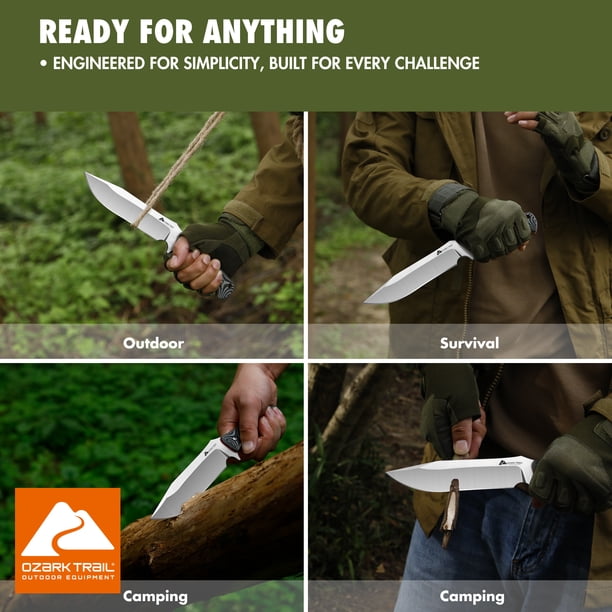 Ozark Trail 11 inch 7Cr17MoV Fixed Blade Knife Full Tang G10 and