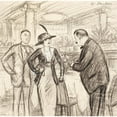 thumbnail image 2 of William James Glackens 20x20 Black Ornate Framed Double Matted Museum Art Print Titled: Couple at a Cafe, 2 of 5