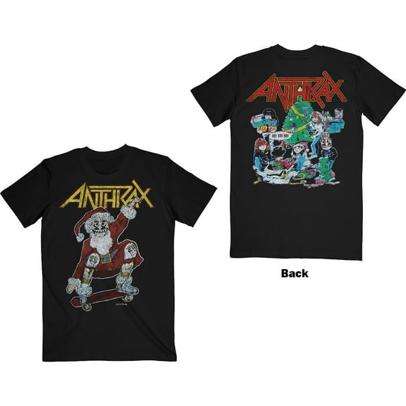 Anthrax Unisex T-Shirt Vintage Christmas (Back Print) (Small)