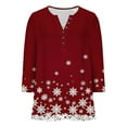 thumbnail image 5 of HOMBOM Womens V Neck Tops Christmas Button down Comfy Wine 3/4 Sleeve Graphic Santa Print Xmas Shirts for Female, 5 of 5