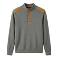 thumbnail image 2 of Ceisia Men's Loose Fit Long Sleeve Henley Shirts with Waffle Knit and Shoulder Color Block Patchwork, Stretch Blend Stand Collar Casual Tops Gifts, 2 of 5