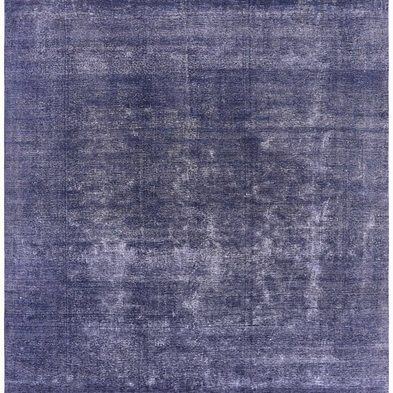 Ahgly Company Indoor Square Mid-Century Modern Dark Slate Blue Purple Oriental Area Rugs, 6' Square