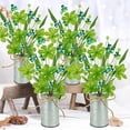 thumbnail image 5 of 2 Pcs St Patrick’s Day Decorations Artificial Shamrock Berry Stems in Vase 12'' Green Clover Floral Branches with Metal Pot Greenery Floral Branches for Party Home Table Centerpieces, 5 of 10