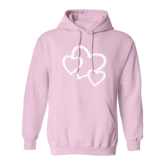 Inktastic Three White Hearts Adult Hoodie Sweatshirt