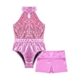 thumbnail image 5 of iiniim Leotards for Girls Gymnastics with Shorts 2Pcs Gymnastics Unitard Fitness Bodysuit Jumpsuit Pink 10, 5 of 7