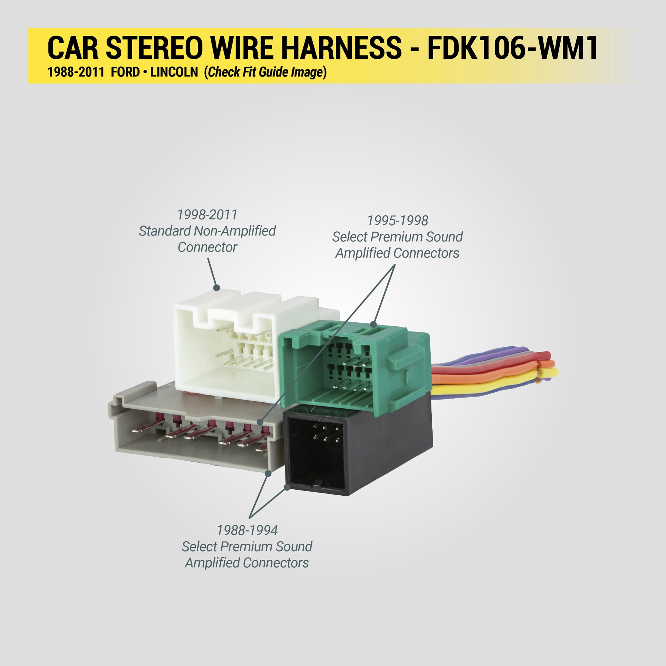 Scosche Wiring Harness Compatible w/ Select 1988-11 Ford, Lincoln, Mazda, Mercury & Nissan FDK106-WM1SD