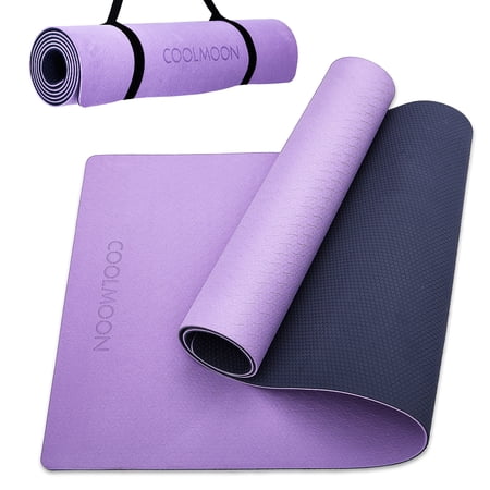 1/4 Inch Extra Thick Non Slip Yoga Mat TPE Double-Sided Fitness Mat for Yoga,Pilates,Workout,Purple