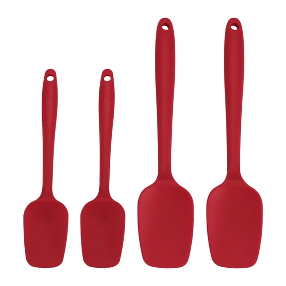 Unique Bargains Silicone Spatula Set of 4 Heat Resistant Non Stick Turner Red