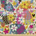 thumbnail image 2 of Ambesonne Floral Fabric by the Yard Upholstery, Spring Theme Happy Flowers, 3 Yards, Multicolor, 2 of 5