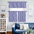 thumbnail image 2 of Purple Navy Blue Kitchen Curtains Sets for Windows 36 Inch Length, Retro Botanical Abstract Art Rod Pocket Window Treatments Tier Curtains and Valances Set for Bedroom/Bathroom, 2 of 8
