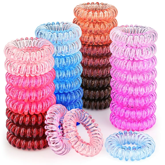JIRIS Children Spiral Hair Ties, Coil Hair Ties, Phone Cord Hair Ties, The Best Hair Accessory Hair Band Scrunchy Plastic Hair Coils For Thick Hair-36Pcs,Mixed Colors