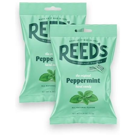 Reed’s Peppermint Candy, 6.25oz Bag (Pack of 2) Individually Wrapped Peppermint Hard Candy, The Hampton Candy Company