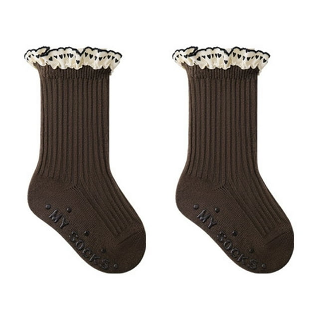 2025 Chaussettes de Princesse pour Bébés Filles Confort Rétro Chaussettes Bébé Fille Marron