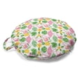 thumbnail image 1 of Exotic Round Floor Cushion with Handle, Print of Flamingos Watermelons Pineapples and Island Flowers Leaves, Decorative Pillow for Living Room & Dorms, 18" Round, Pink Green Mustard, by Ambesonne, 1 of 4