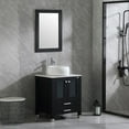thumbnail image 7 of Walsport 24" Luxurious Bathroom Vanity Set with Mirror Black Cabinet and White Ceramic Vessel Sink 2 Large Sliding Drawers and 2-Door Pop-up Drain Faucet, 7 of 7