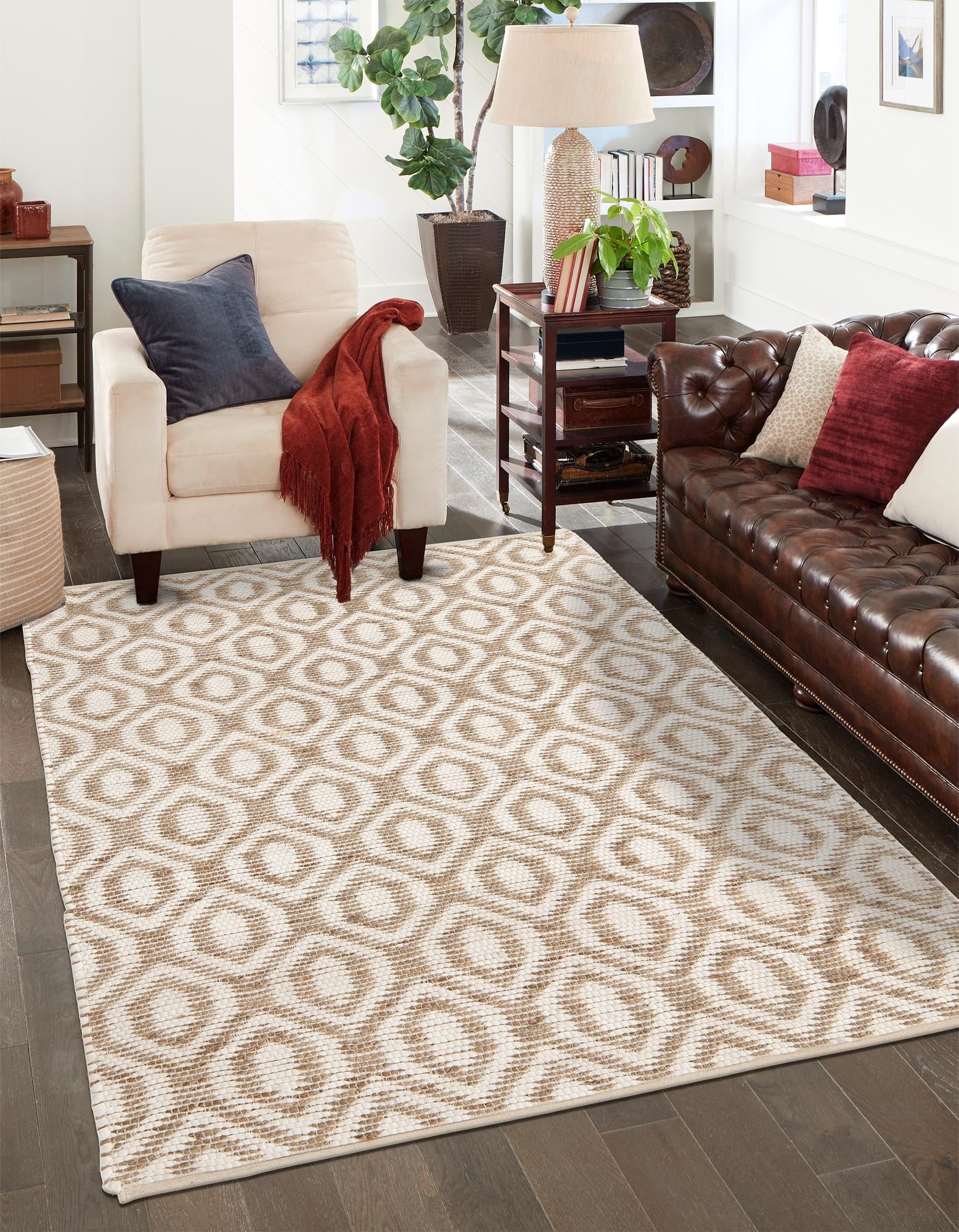 Unique Loom Chindi Jute Collection Area Rug (2' x 3' 1" Rectangle White/Natural)