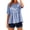 Blue, variant on 2026 Cotton Blend Elbow Sleeve Crewneck Tee Loose Fit Texture Casual Ruched Elegant Tops for Women Trendy Outdoor Shirts