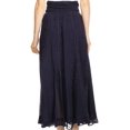 thumbnail image 2 of Sakkas Monola Long Tall Lace Embroidered Paneled Adjustable Waist Flare Skirt - Navy - XL, 2 of 5