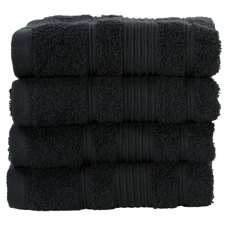 4-Piece Hand Towels Set  100% Turkish Cotton, Spa & Hotel Towels Quality,  Quick Dry Hand Towels for your Bathroom, Shower Towels (Black) 
