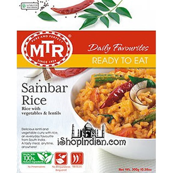 MTR Sambar Rice - Rice with Vegetables & Lentils (Ready-to-Eat) 10.5 oz box
