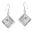 thumbnail image 5 of Beautiful and Intricate Hearts in a Rhombus Sterling Silver Dangle Earrings, 5 of 5