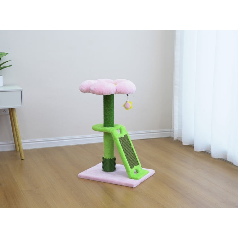 Flower Cat Scratching Post with Grooming Brush photo 3