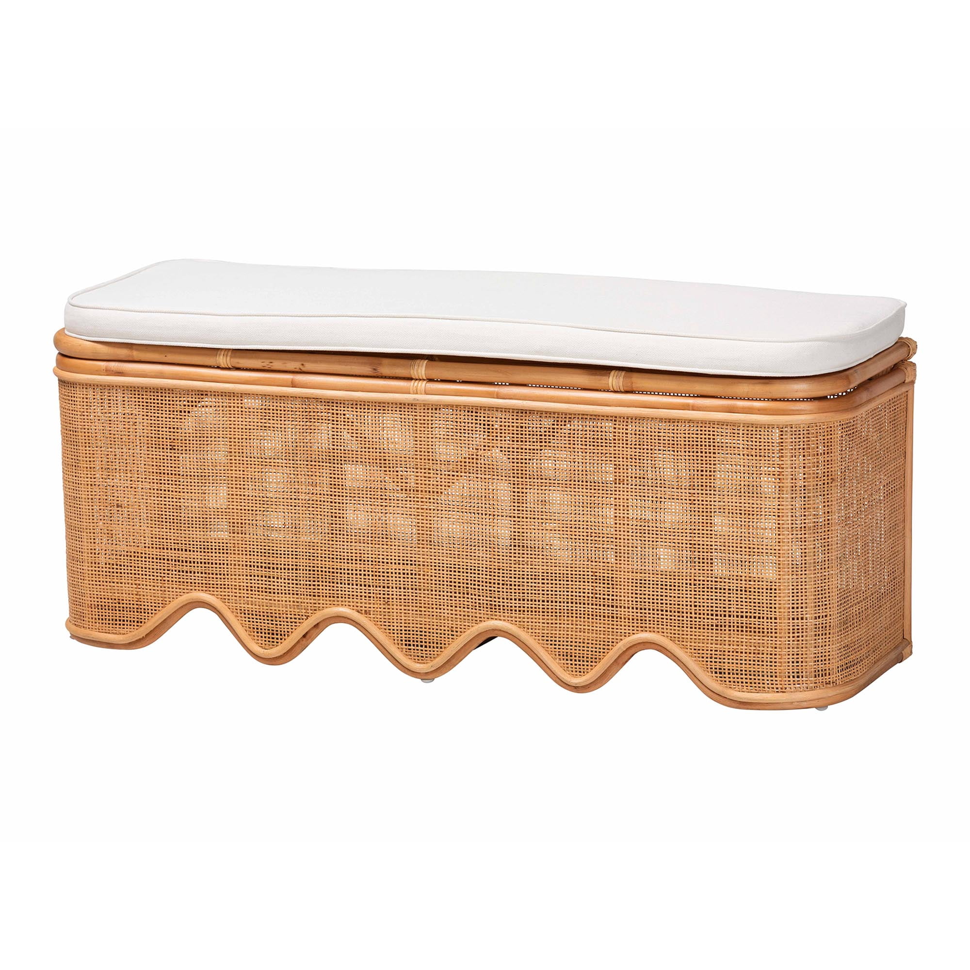 bali & pari Rivka Boho Storage Bench, Light Honey