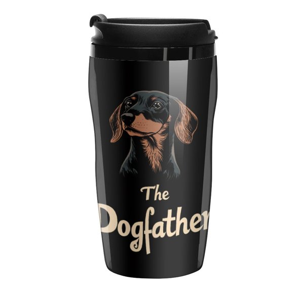 Funny Dachshund The Dog Father Travel Coffee Tumbler Reusable Cup for Coffee or Tea Portable Cup Holder Friendly for Hot or Cold Drinks 250ml