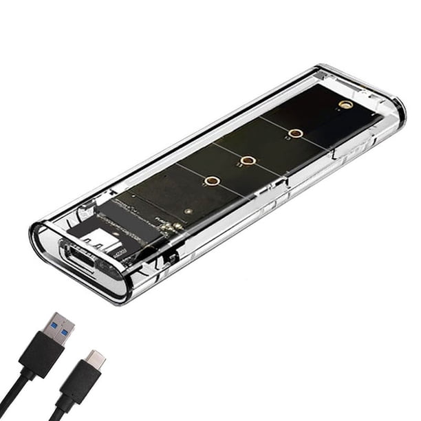 Carcasa para SSD M.2 NGFF SATA de Doble Protocolo Transparente con Puerto USB Tipo C, 10 Gbps, PCI-e M2 SSD, Carcasa Externa Transparente para Disco Duro