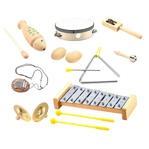Juego de percusión de juguete musical Montessori de 9 piezas, juguete educativo para edades de 3 a 10 años