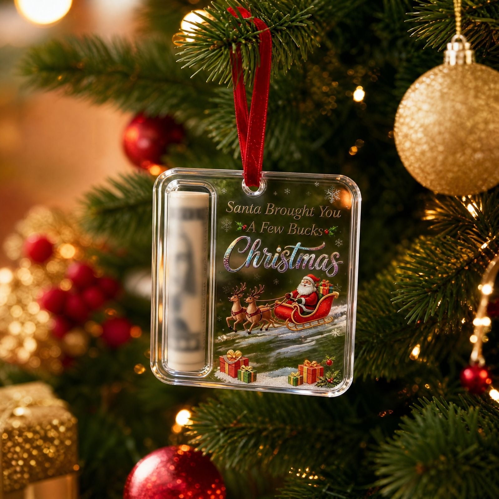 Danieerclosy Acrylic Cash Gift Tree Ornament 10cm Holiday Decor Accent Winter Party Supplies For Tree Display E