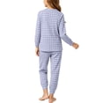 thumbnail image 4 of Mifsaly Two Piece Pajama Set for Girls Boys Plaid Print Long Sleeve Crewneck Pullover Tops and Jogger Pants Kids Lightweight Soft Casual Sleepwear, 4 of 6