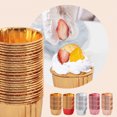 thumbnail image 2 of Revestimientos para cupcakes, tazas para hornear, soportes para moldes para pudín y postre (dorado), 50 Uds., 2 of 4