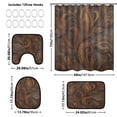 thumbnail image 3 of Shower Curtain and Rug Sets 4pcs Bathroom Sets Includes 12 Free Hooks 66" x 72" Vintage Leather Scrolls, 3 of 8
